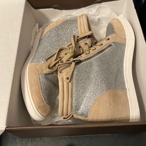 Paolo Silver and Tan High-Top Sneakers